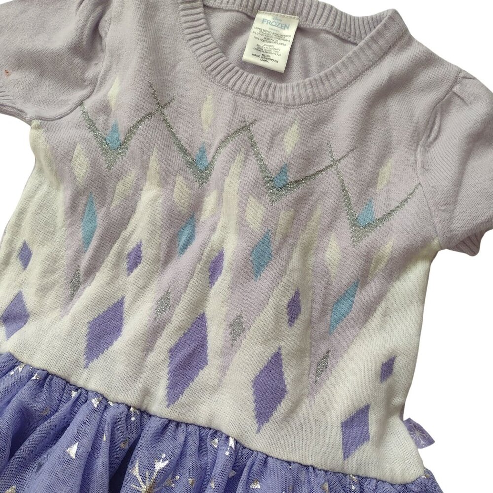 Disney Frozen Girls Sweater Dress M 7-8 Elsa Snowflakes Fairy Skirt Cosplay - Picture 6 of 8